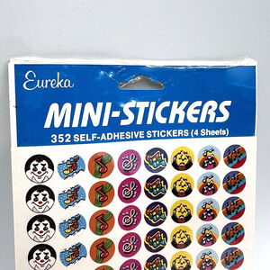 Vintage Eureka Mini-Stickers NEW OLD STOCK, 4 Sheets, 352 Stickers: Music Notes
